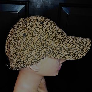 Women's Adjustable Leopard Brown & Black Animal Print Cotton Baseball Hat Cap
